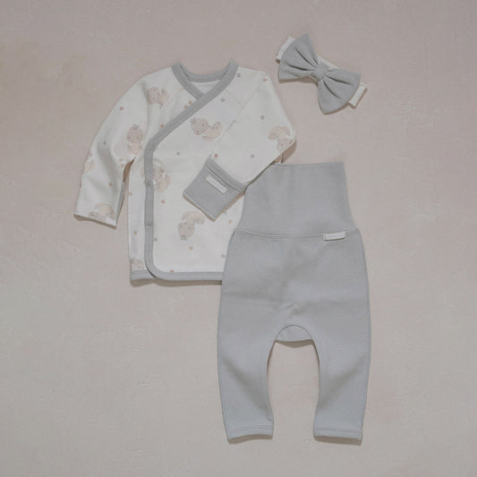 Preorder) Peekaboo Newborn Nernar Top and Bottom with Hairband Set