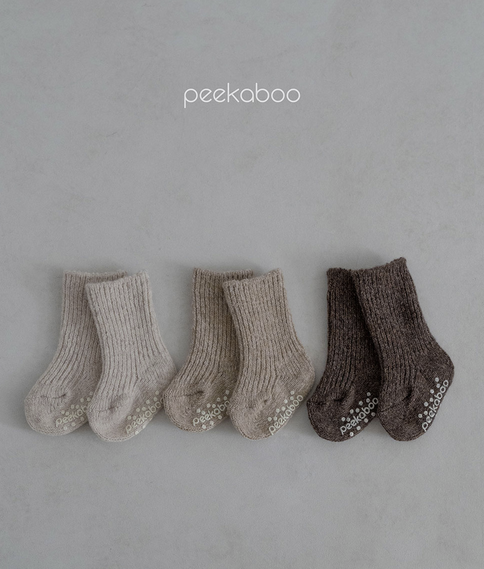Preorder) Peekaboo Ribbed wool socks