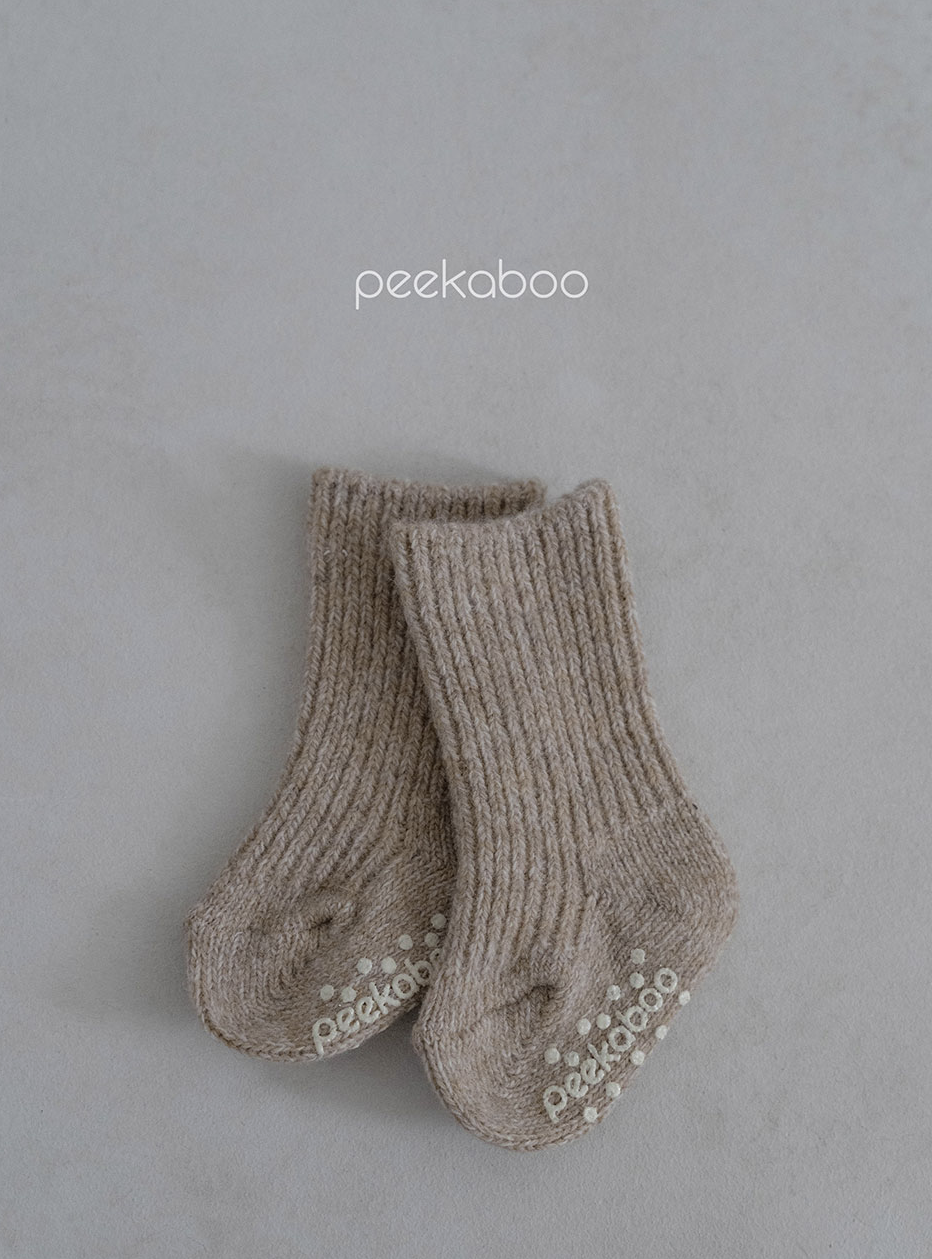 Preorder) Peekaboo Ribbed wool socks