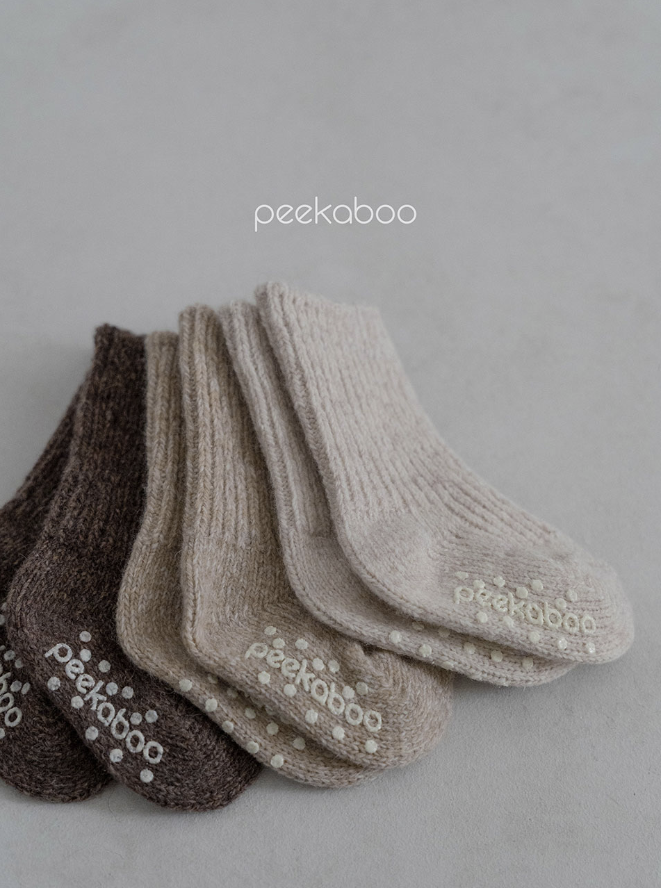 Preorder) Peekaboo Ribbed wool socks
