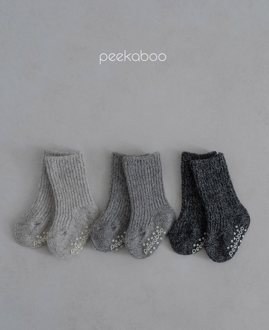 Preorder) Peekaboo Ribbed wool socks