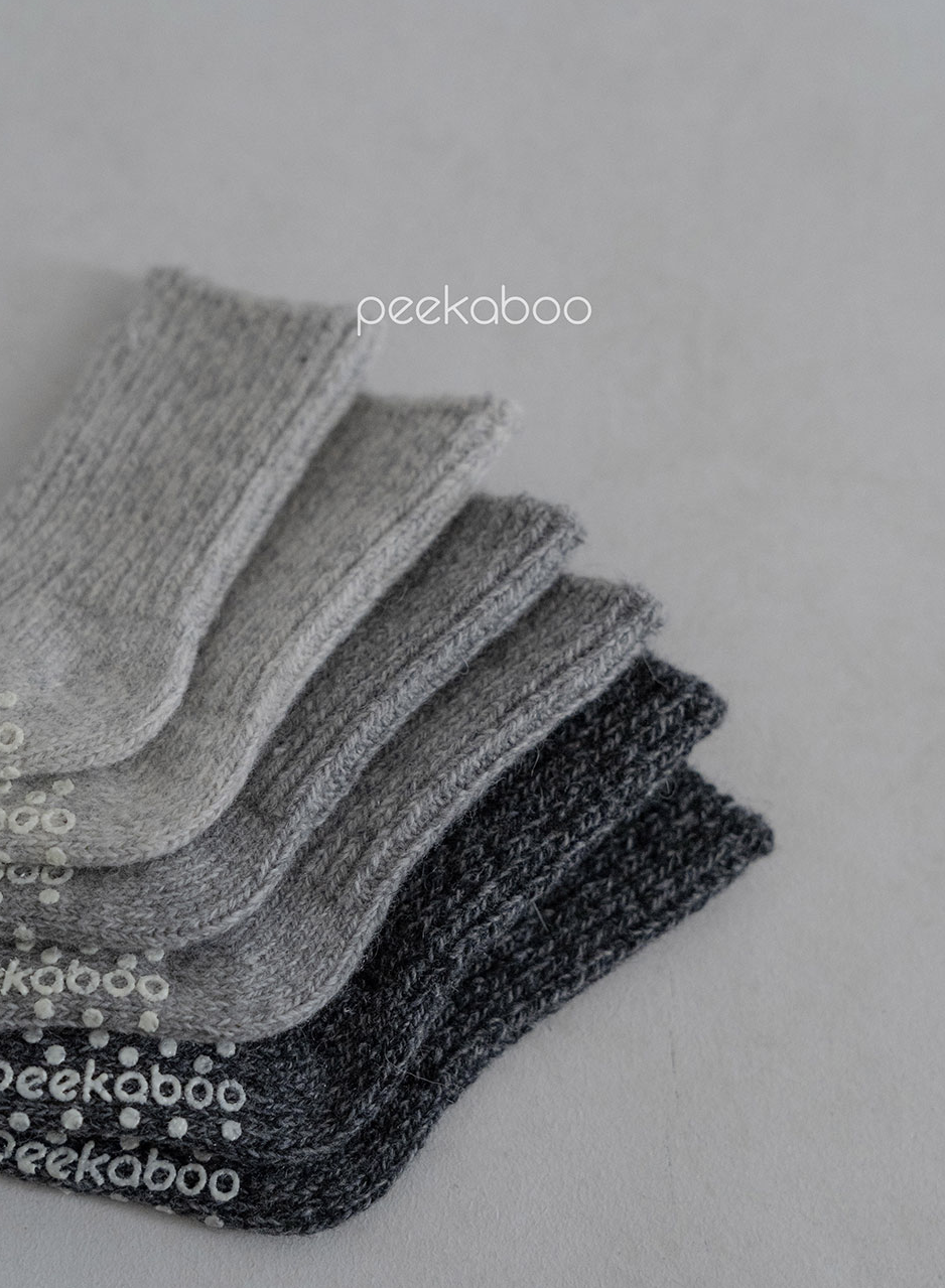 Preorder) Peekaboo Ribbed wool socks