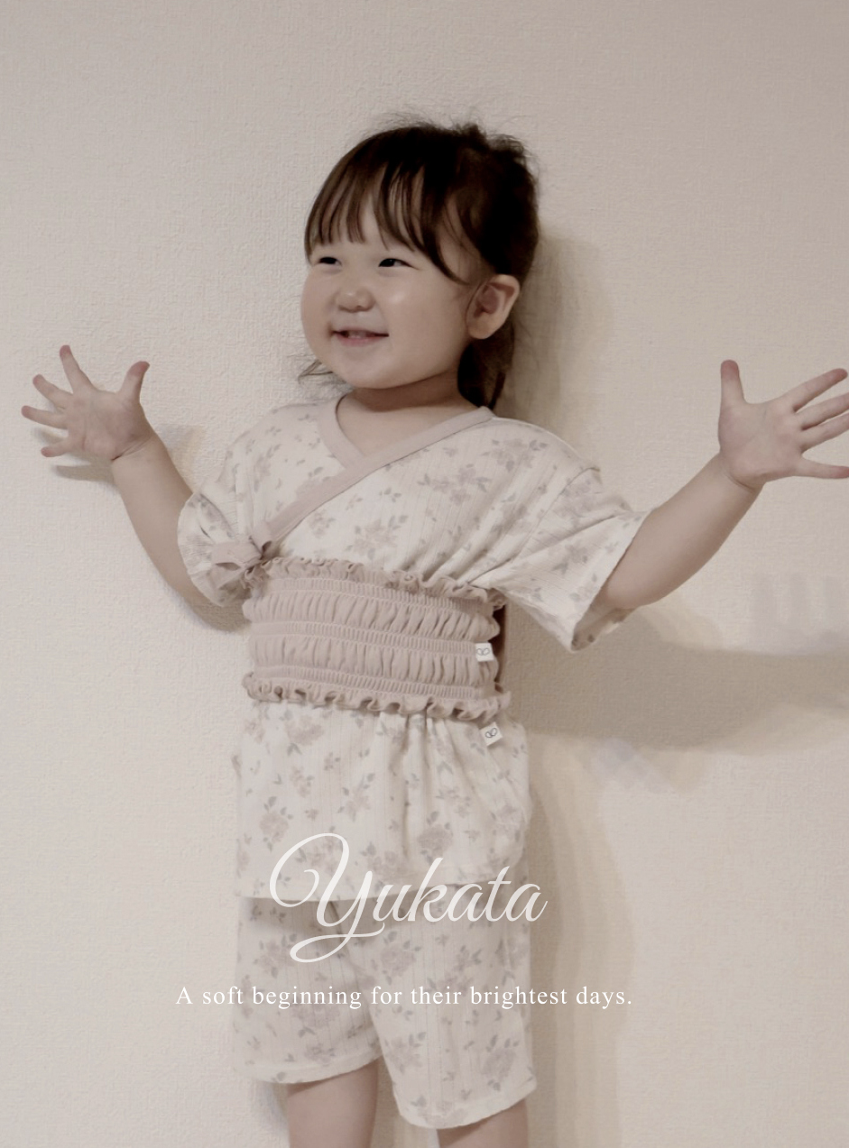 Preorder) Peekaboo / AS Yukata Baby Top and Bottom Set