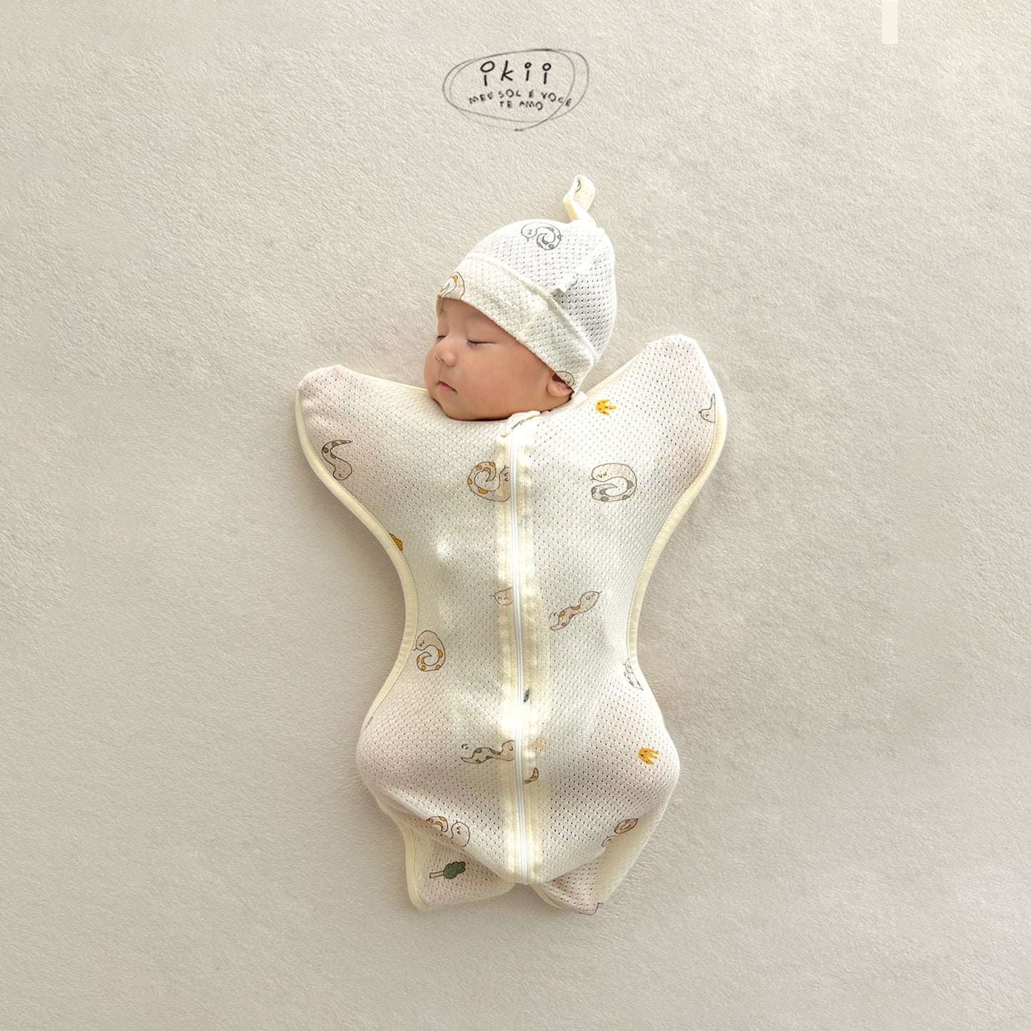 補貨中) Mash Organic Swaddle + Hat + Rattle (GIFT SET) 睡袋連帽+迷你搖鈴套裝