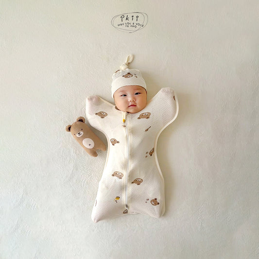 補貨中) Mash Organic Swaddle + Hat + Rattle (GIFT SET) 睡袋連帽+迷你搖鈴套裝