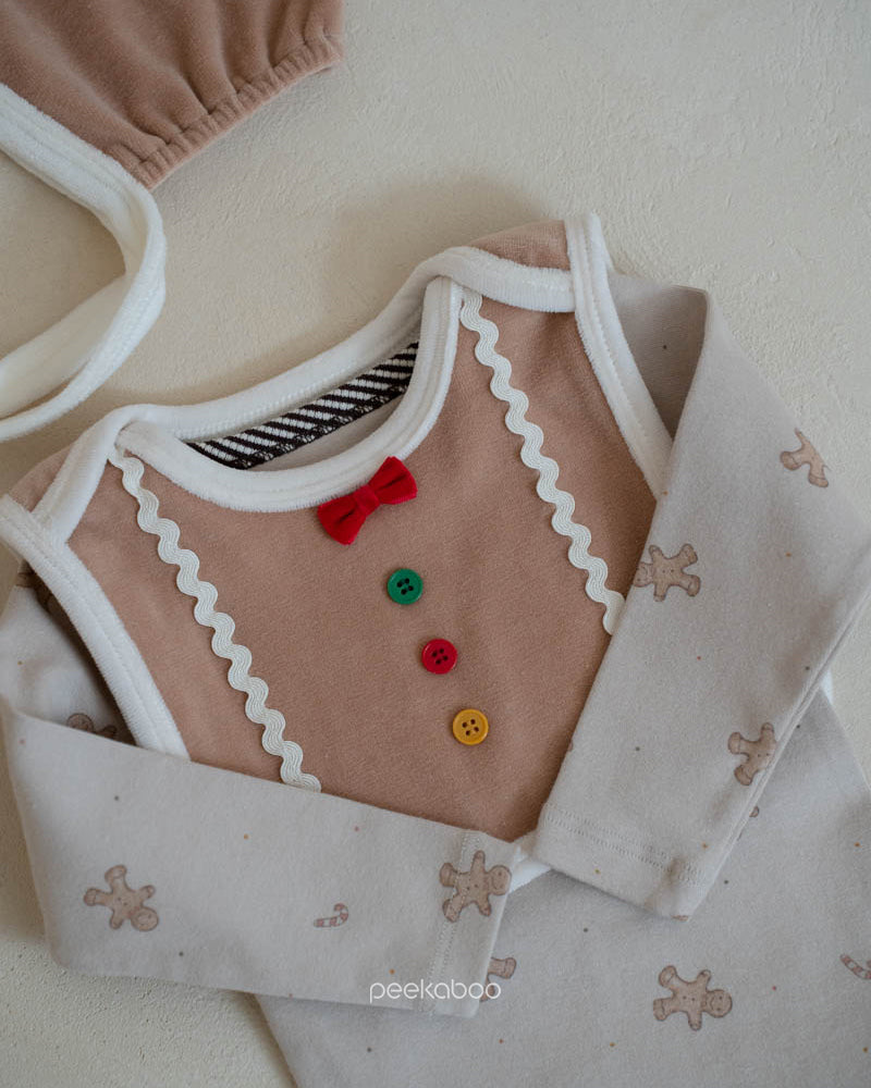Preorder) Peekaboo / AS Gingerbread Baby Suit Set (6-18m)
