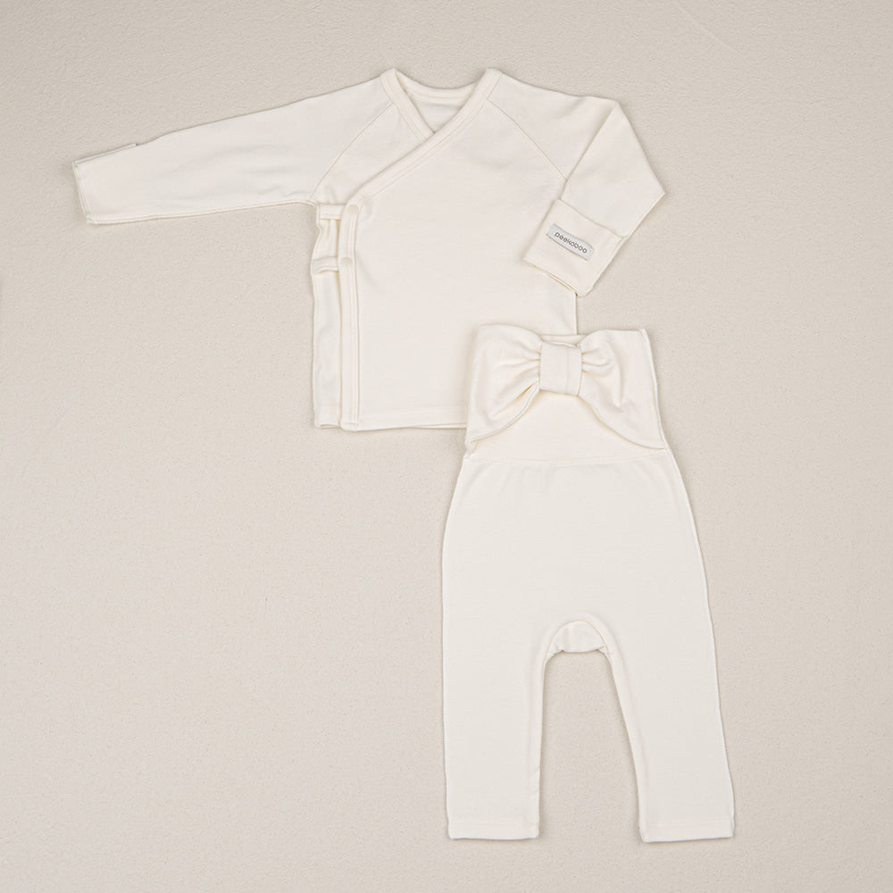 Preorder) Peekaboo Newborn Ribbon Top and Bottom Set - long (不連配件)