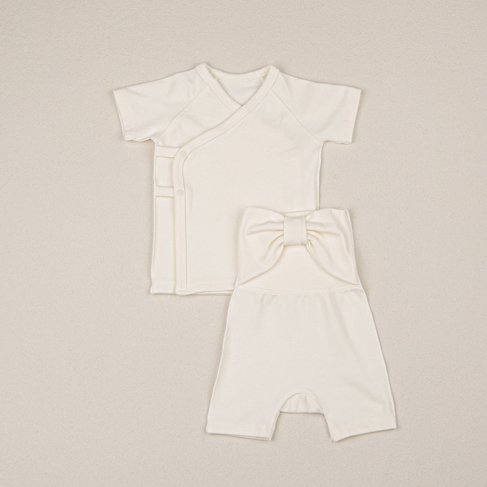 Preorder) Peekaboo Newborn Ribbon Top and Bottom Set - short (不連配件)