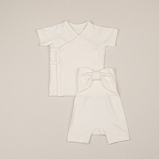 Preorder) Peekaboo Newborn Ribbon Top and Bottom Set - short (ไธ้ฃ้
ไปถ)