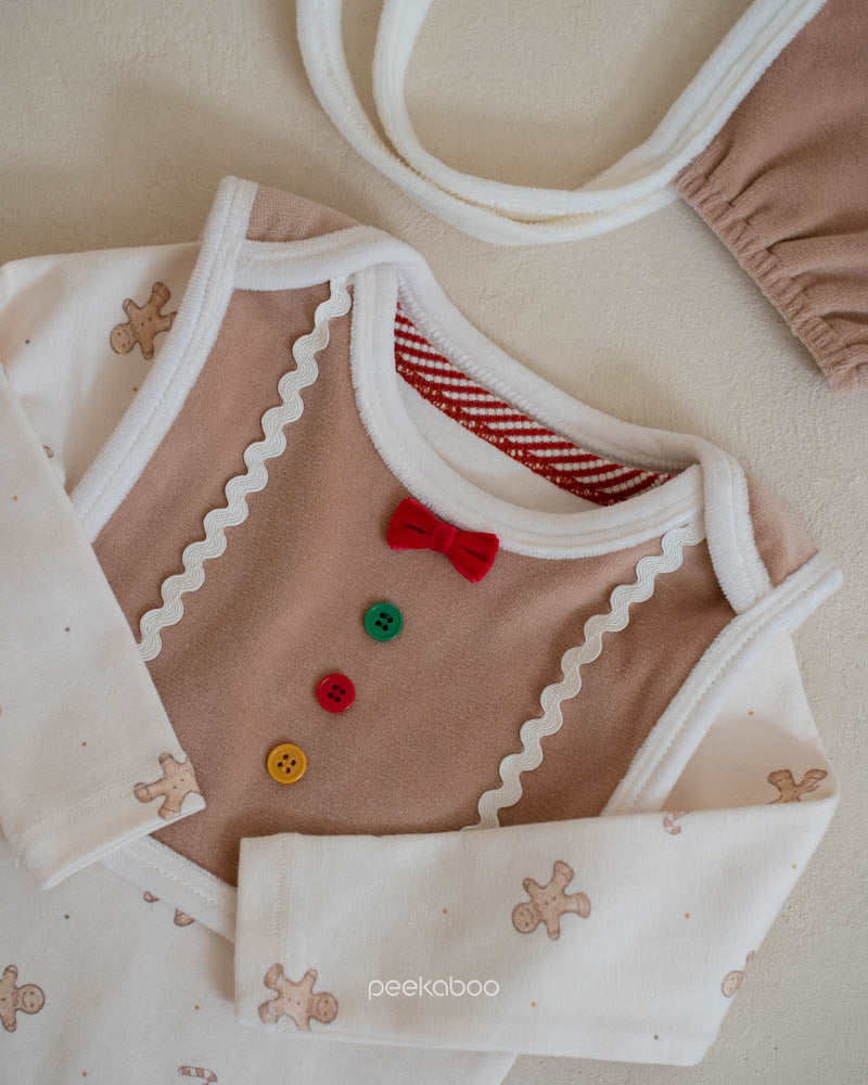 Preorder) Peekaboo / AS Gingerbread Baby Suit Set (6-18m)