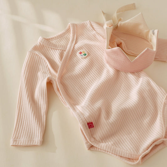 MONOLEIM 超柔軟親膚莫代爾包屁衣 - 粉(含皇冠帽)(6個月前)