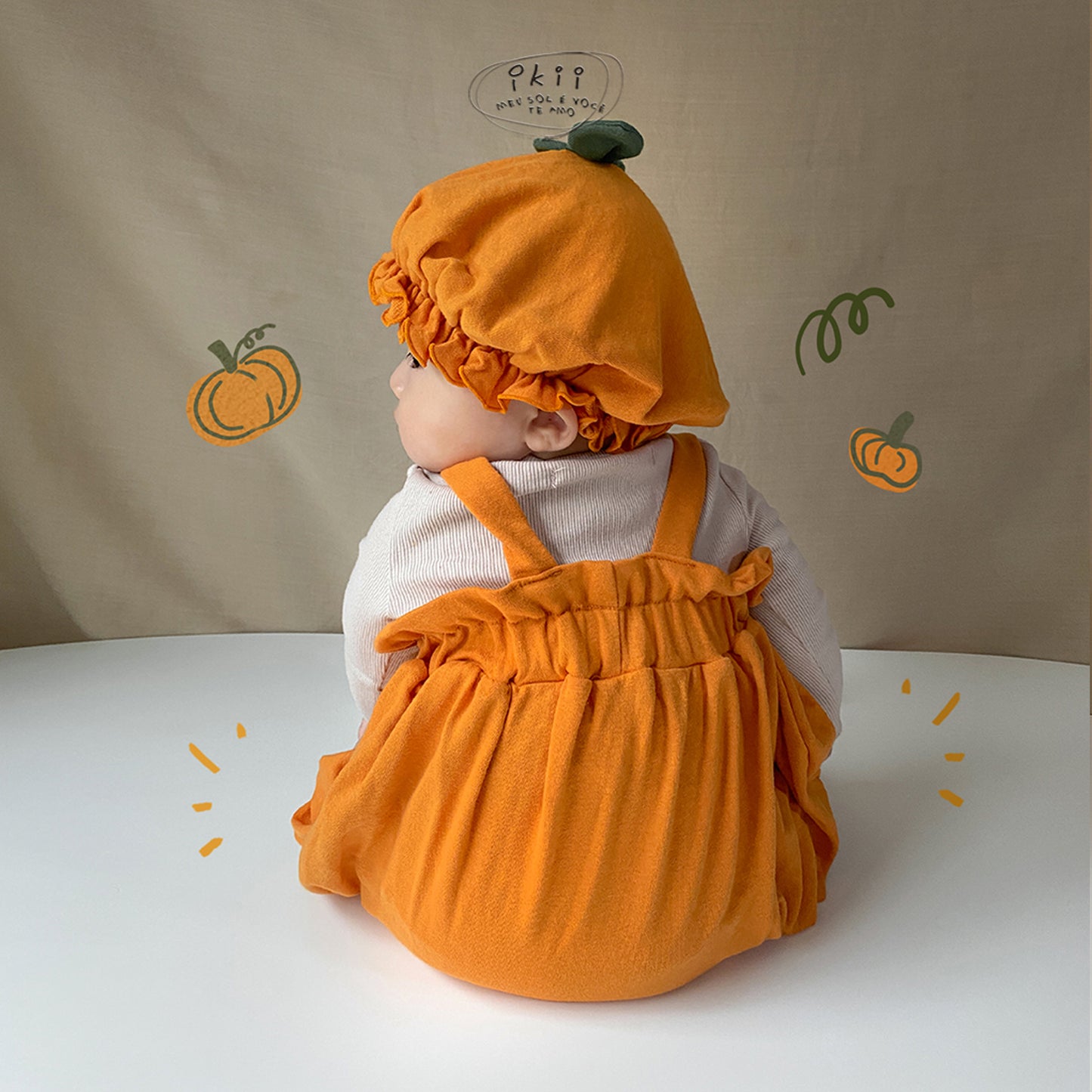 現貨) Halloween 南瓜連身衣兩件套 (連身衣+帽子)