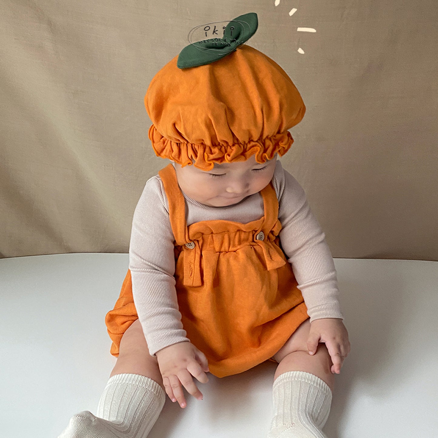 現貨) Halloween 南瓜連身衣兩件套 (連身衣+帽子)