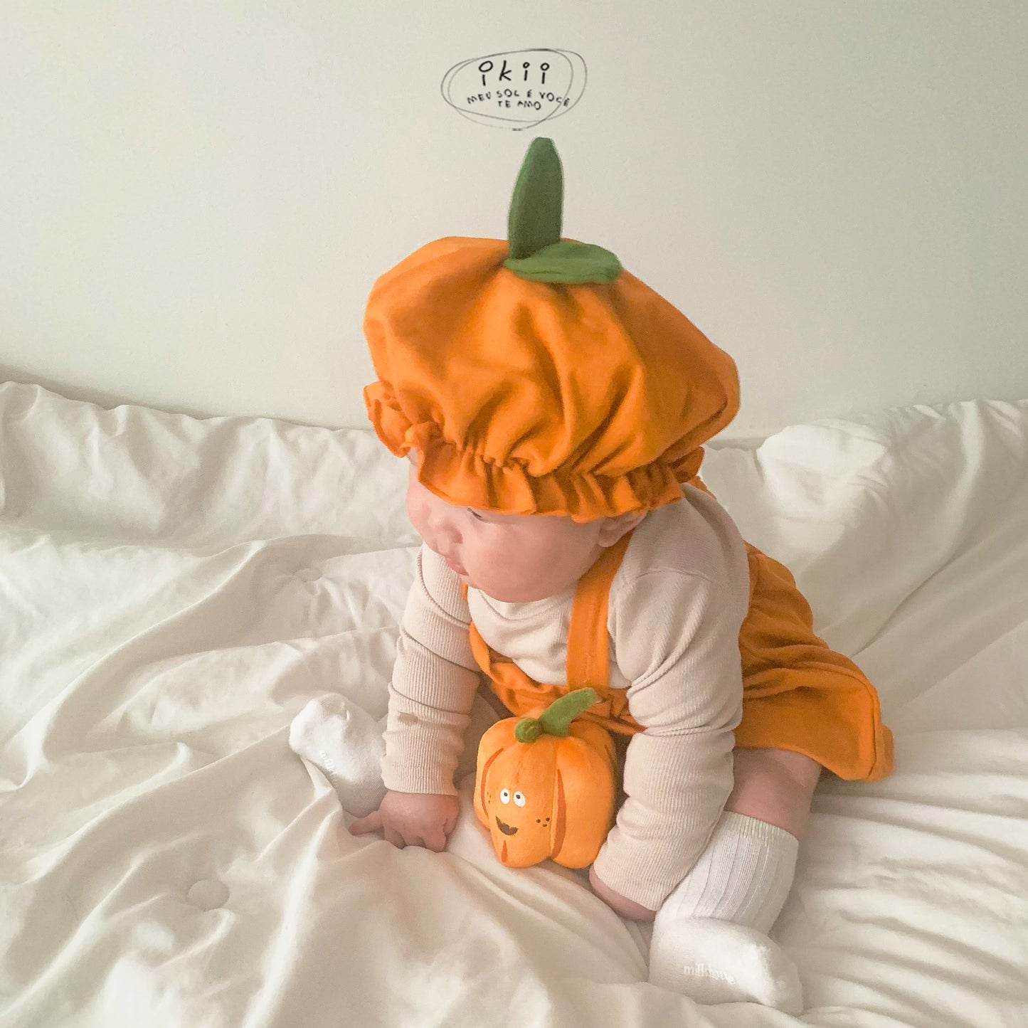 現貨) Halloween 南瓜連身衣兩件套 (連身衣+帽子)