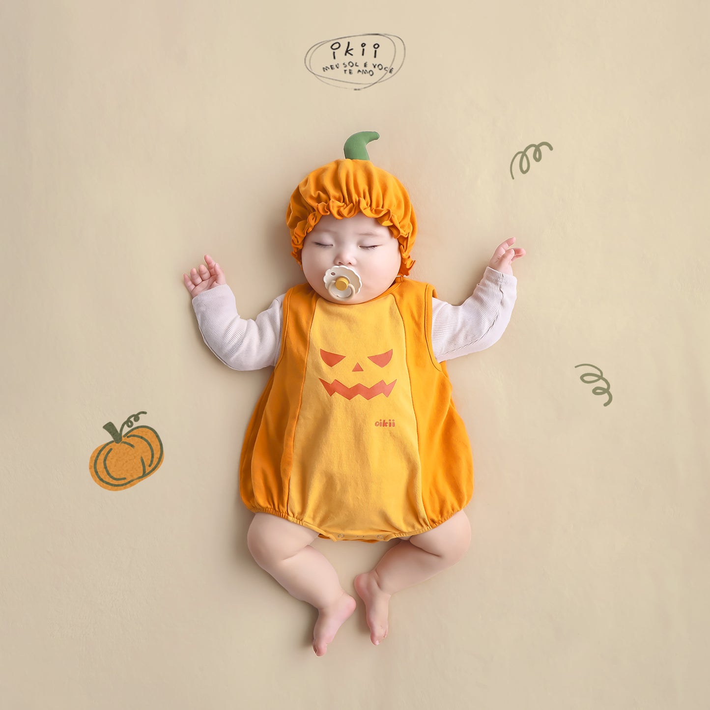 預訂中) Halloween 2025 新品 氣球南瓜兩件套裝(連身衣+帽子)