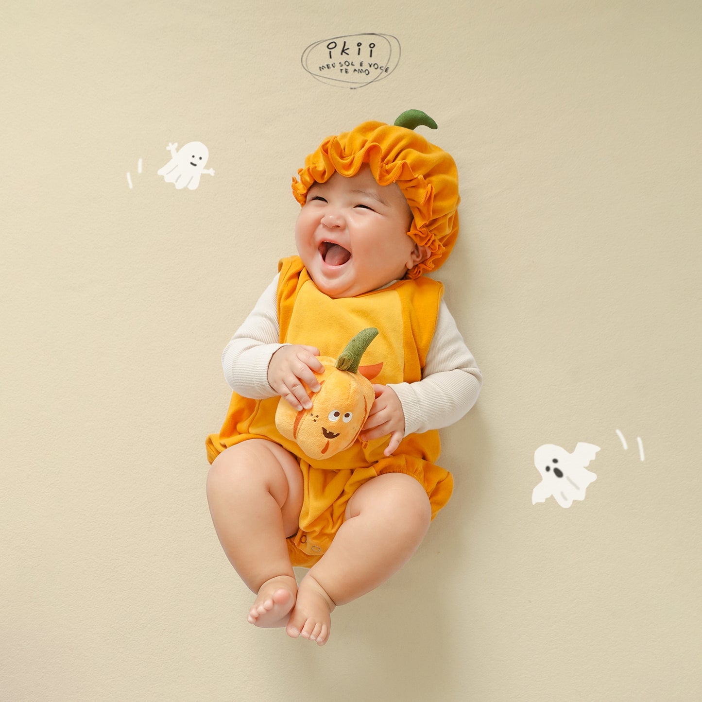 預訂中) Halloween 2025 新品 氣球南瓜兩件套裝(連身衣+帽子)