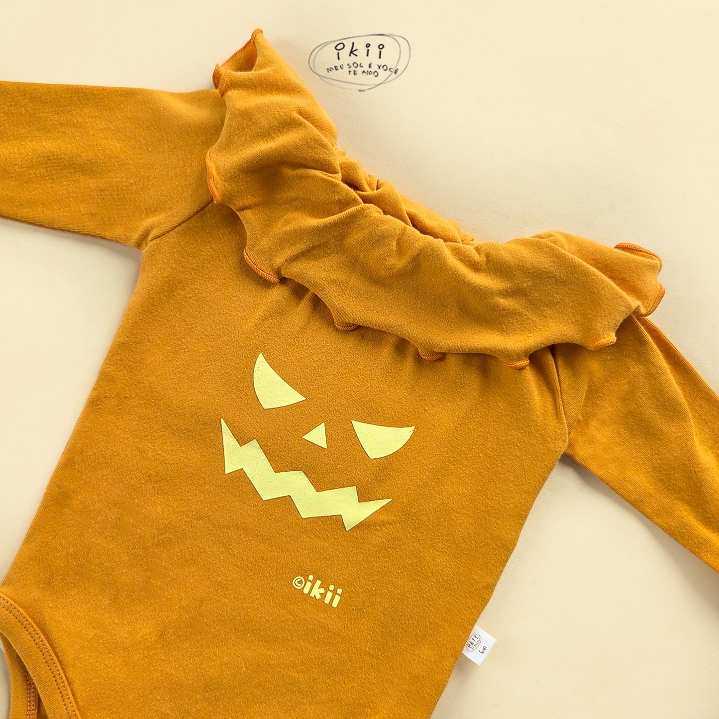預訂中) Halloween 2025新款 南瓜褶邊兩件套(連身衣+帽子)