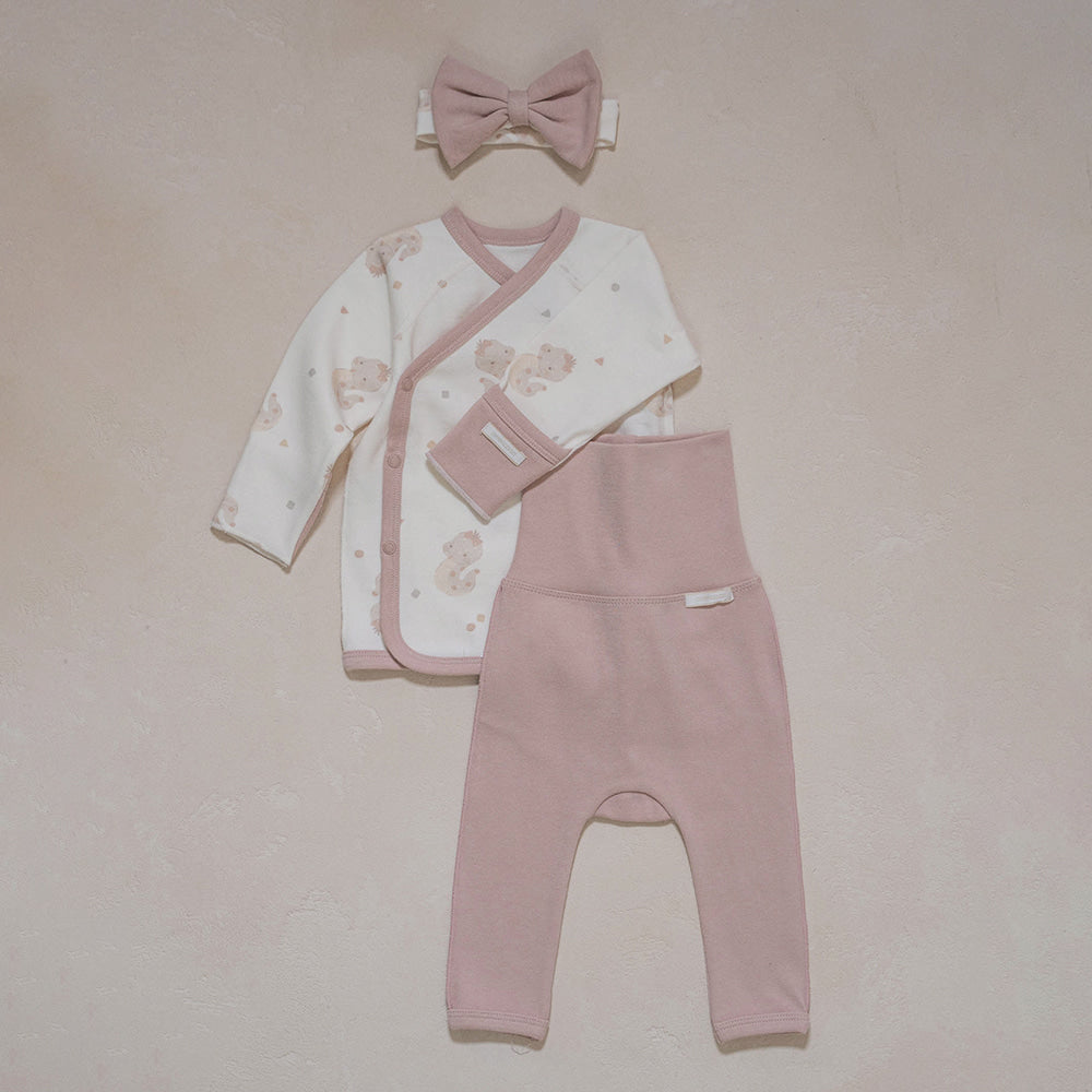 Preorder) Peekaboo Newborn Nernar Top and Bottom with Hairband Set