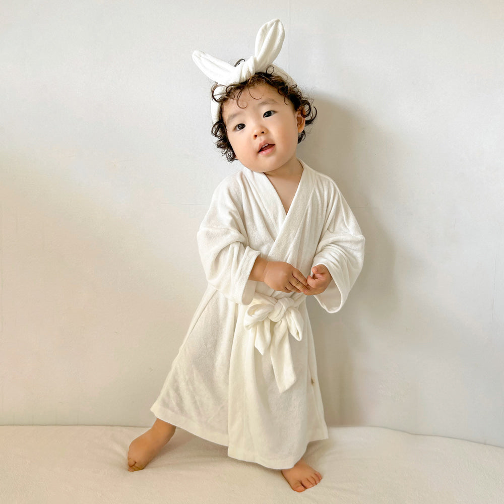 現貨)  Bath Time 竹毛巾浴袍+髮帶套裝