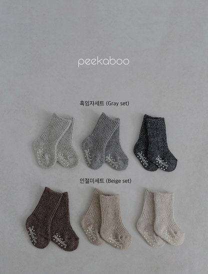 Preorder) Peekaboo Ribbed wool socks
