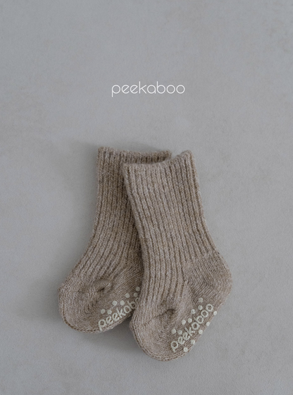Preorder) Peekaboo Ribbed wool socks