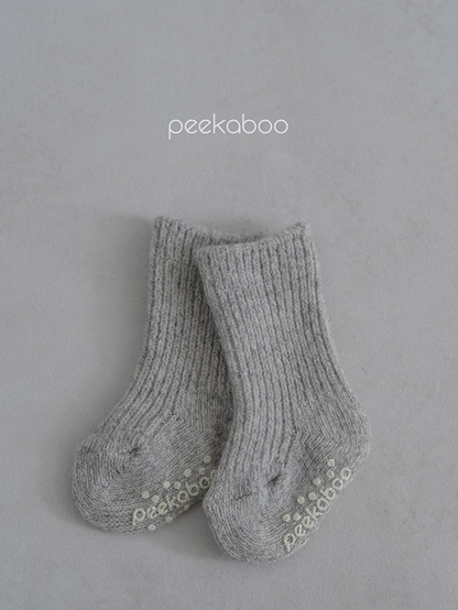 Preorder) Peekaboo Ribbed wool socks