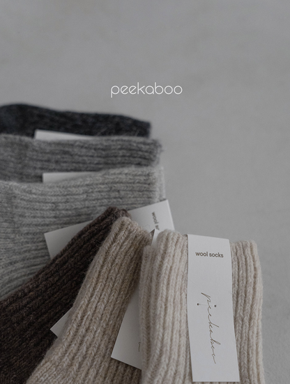 Preorder) Peekaboo Ribbed wool socks
