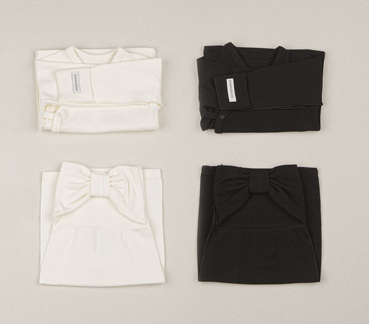 Preorder) Peekaboo Newborn Ribbon Top and Bottom Set  - long (不連配件)