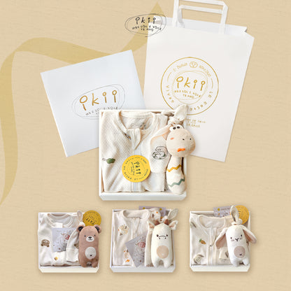補貨中) Mash Organic Swaddle + Hat + Rattle (GIFT SET) 睡袋連帽+迷你搖鈴套裝