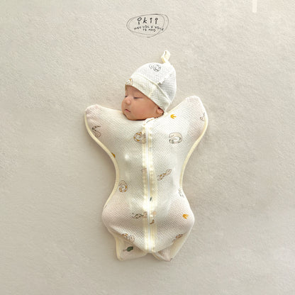 補貨中) Mash Organic Swaddle + Hat + Rattle (GIFT SET) 睡袋連帽+迷你搖鈴套裝