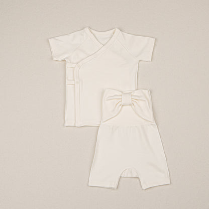 Preorder) Peekaboo Newborn Ribbon Top and Bottom Set  - short (不連配件)