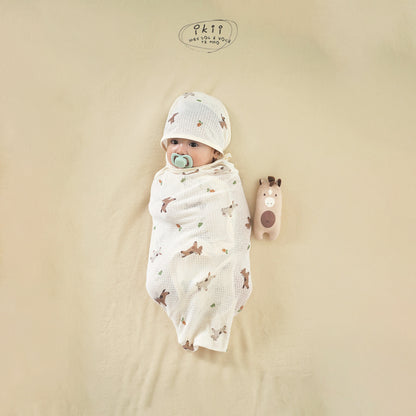 Horse Baby 蘿蔔馬仔初生Orangic Swaddle Blanket 包被