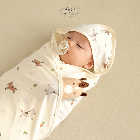 Horse Baby 蘿蔔馬仔初生Orangic Swaddle Blanket 包被