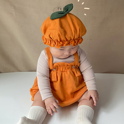 現貨) Halloween 南瓜連身衣兩件套 （連身衣+帽子）