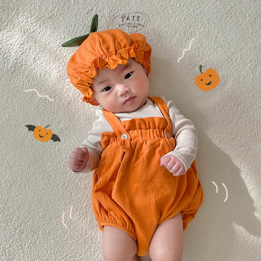 現貨) Halloween 南瓜連身衣兩件套 （連身衣+帽子）