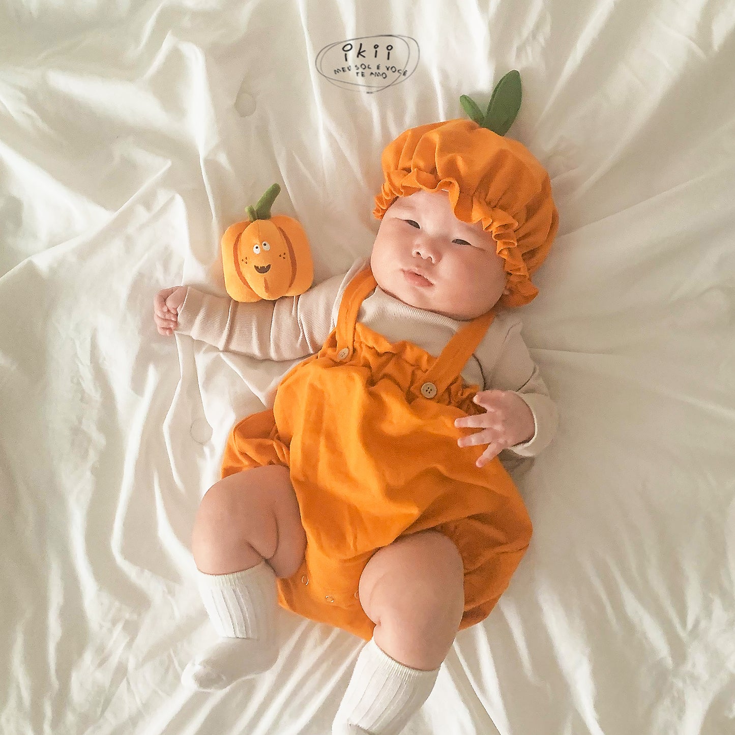 現貨) Halloween 南瓜連身衣兩件套 （連身衣+帽子）