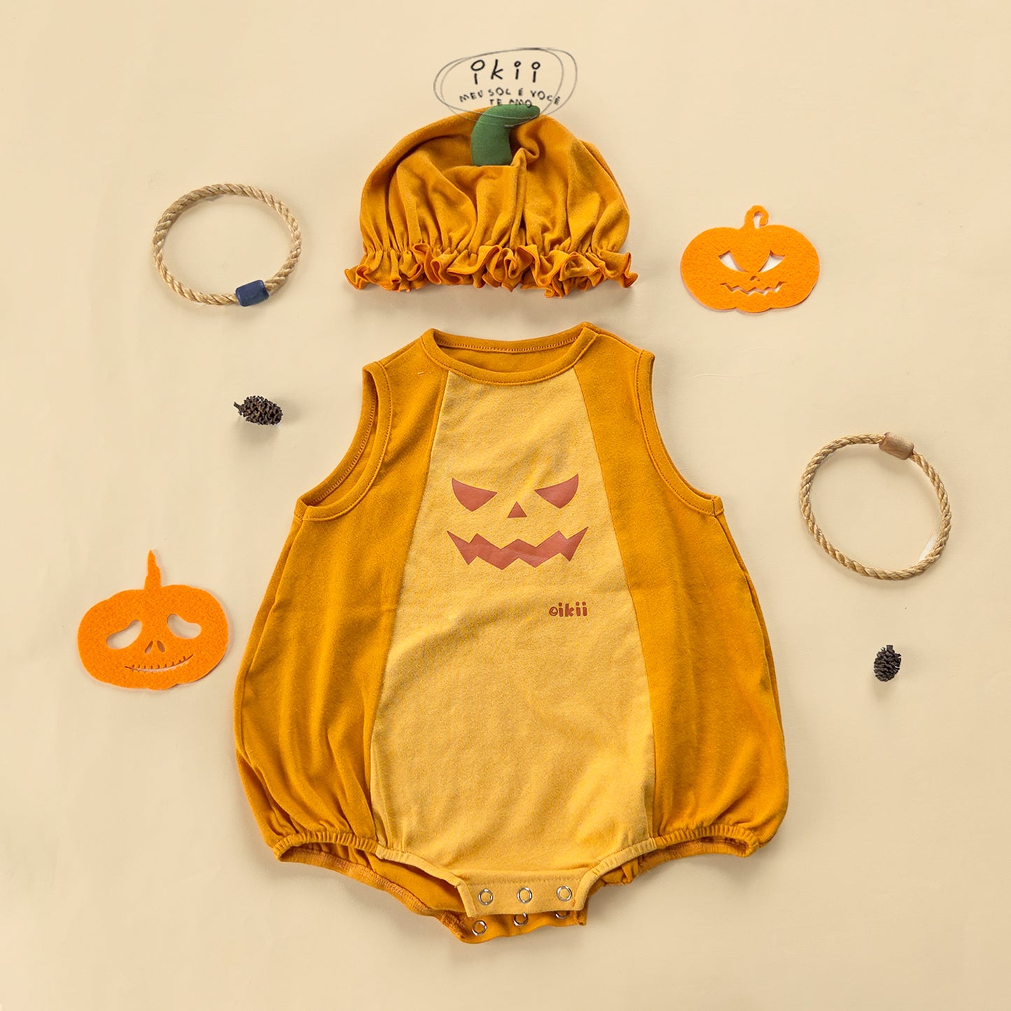 預訂中) Halloween 2025 新品 氣球南瓜兩件套裝（連身衣+帽子）