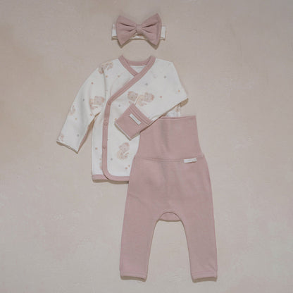 Preorder) Peekaboo Newborn Nernar Top and Bottom with Hairband Set