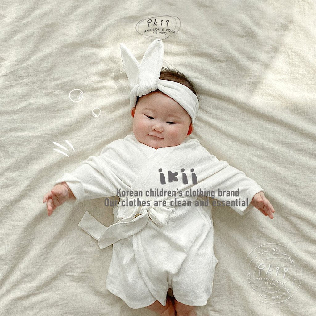 現貨)  Bath Time 竹毛巾浴袍+髮帶套裝