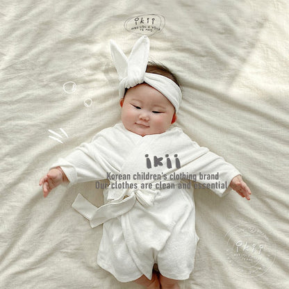 現貨)  Bath Time 竹毛巾浴袍+髮帶套裝