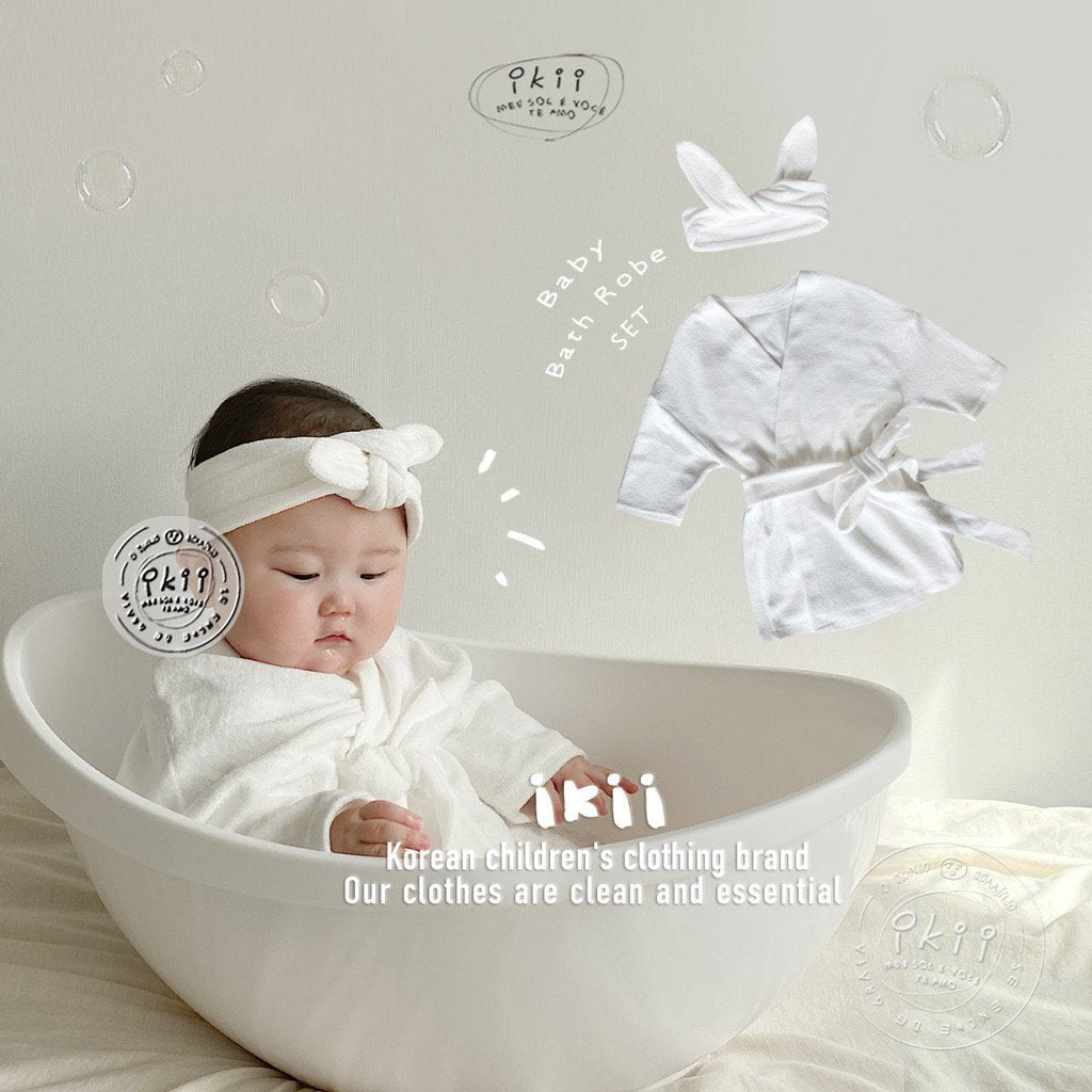 現貨)  Bath Time 竹毛巾浴袍+髮帶套裝