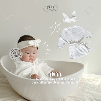 現貨)  Bath Time 竹毛巾浴袍+髮帶套裝