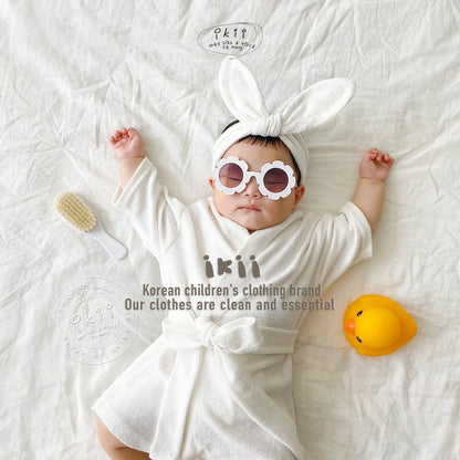 現貨)  Bath Time 竹毛巾浴袍+髮帶套裝