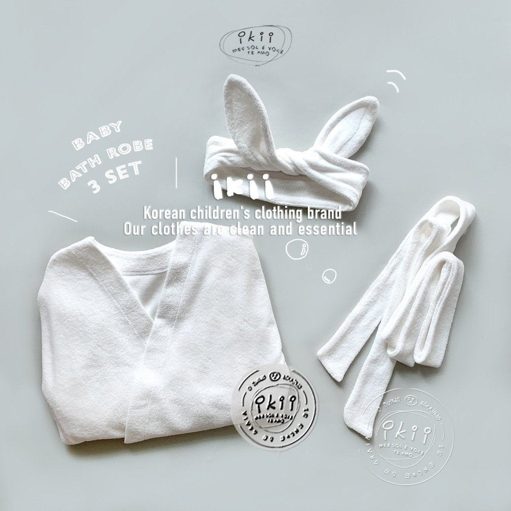 現貨)  Bath Time 竹毛巾浴袍+髮帶套裝