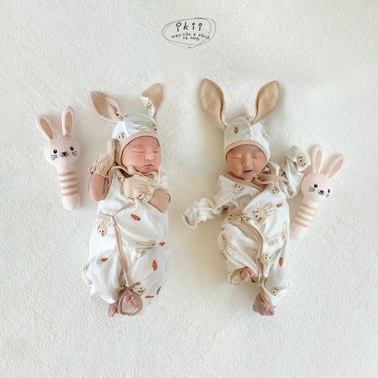 現貨) Bunny Doll Baby Romper Newborn Gift Set 兔兔安撫公仔 初生蝴蝶衣連帽套裝